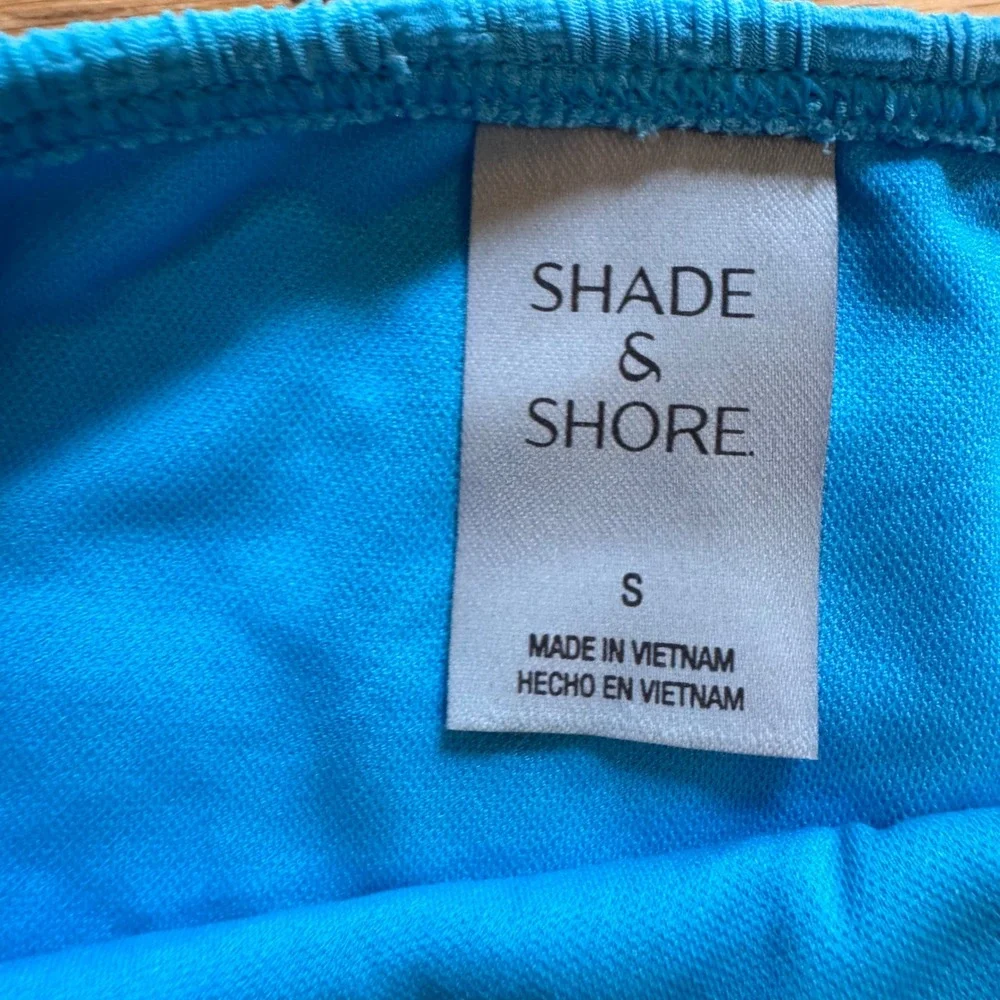 Shade & Shore Blue Jacquard Low Rise Cheeky Bikini Bottom Small